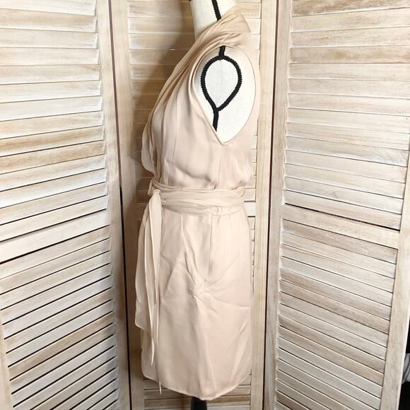 Vintage Crispin & Basilio Nude Beige Blush 100% Silk Draped Front Mini Dress XS - Picture 5 of 11